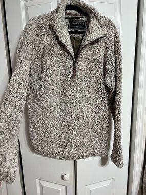 True Grit Taupe-Like Sherpa Half-Zip Pullover